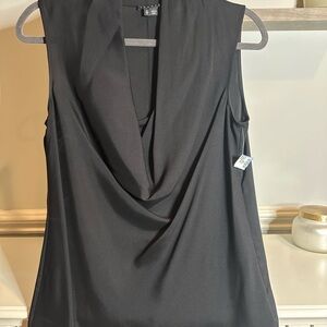 Theory Silk Black Drape Neck Top